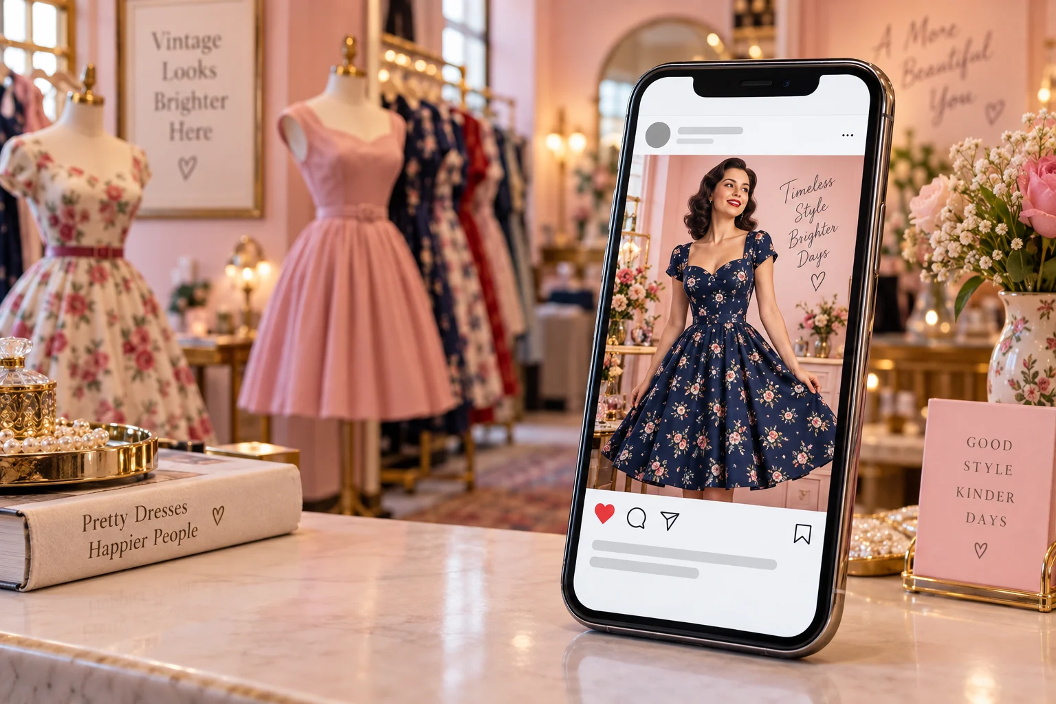 Vintage fashion social campaign on a smartphone